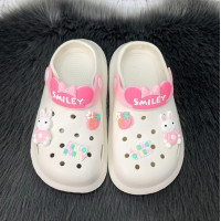 Кроксы детские для девочки Fashion белые с зайчиком 5783