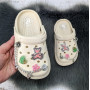 Кроксы детские для девочки Fashion белые с джибитсами и цепочками 5786