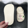 Кроксы детские для девочки Fashion белые с джибитсами и цепочками 5786