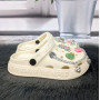 Кроксы детские для девочки Fashion белые с джибитсами и цепочками 5786