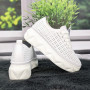  Кроссовки женские Fashion белые кожаные с перфорацией на платформе 4875