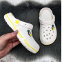 Крокси сабо підліткові для дівчинки Dago Style білі з жовтим 1228-4