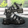 Босоножки женские Fashion черные на платформе 4880