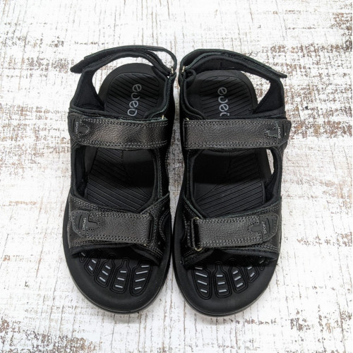 Сандалі босоніжки чоловічі Swin Shoes чорні шкіряні на липучках 3930