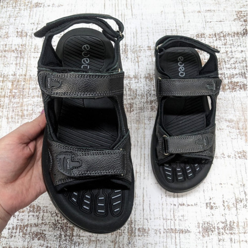 Сандалі босоніжки чоловічі Swin Shoes чорні шкіряні на липучках 3930