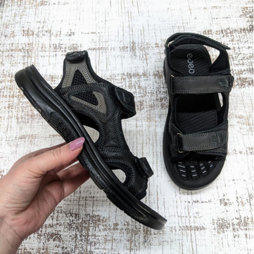 Сандалі босоніжки чоловічі Swin Shoes чорні шкіряні на липучках 3930