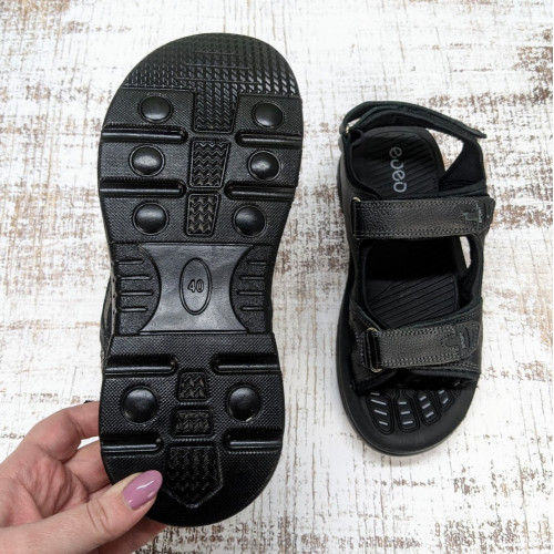 Сандалі босоніжки чоловічі Swin Shoes чорні шкіряні на липучках 3930