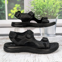 Сандалі босоніжки чоловічі Swin Shoes чорні шкіряні на липучках 3929