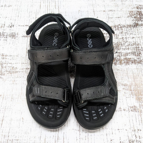 Сандалі босоніжки чоловічі Swin Shoes чорні шкіряні на липучках 3929
