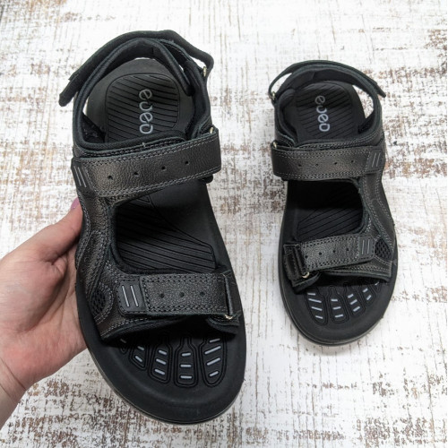 Сандалі босоніжки чоловічі Swin Shoes чорні шкіряні на липучках 3929