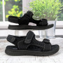 Сандалі босоніжки чоловічі LQD чорні текстильні з нашивками еко-шкіри 3936