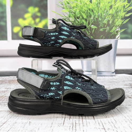 Сандалі босоніжки чоловічі Paliament сірі з бірюзовим текстильні 3933