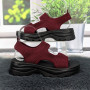 Босоножки женские Fashion бордовые текстильные на платформе 4945