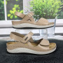 Сандалии босоножки женские Inblu бежевые кожаные на липучках 4954