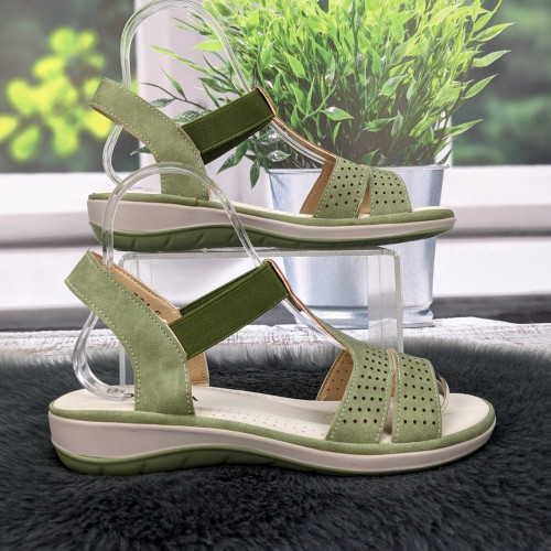 Босоніжки жіночі Botema оливкові на низькому ходу 4972