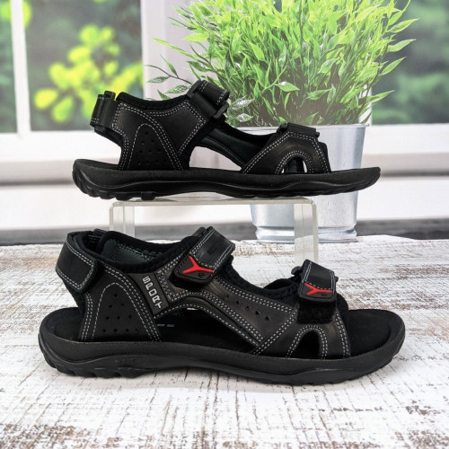 Сандалі чоловічі спортивного типу ClubShoes чорні шкіряні на липучках 3958