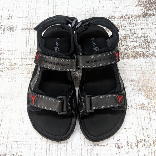 Сандалі чоловічі спортивного типу ClubShoes чорні шкіряні на липучках 3958
