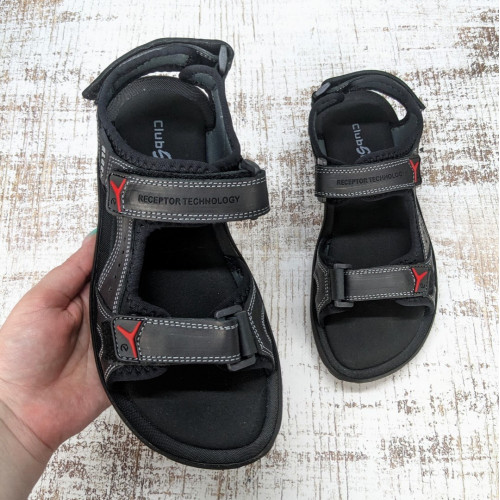 Сандалі чоловічі спортивного типу ClubShoes чорні шкіряні на липучках 3958