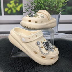 Крокси дитячі для дівчинки Fashion молочні з джибітсами 5653-2