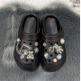 Крокси дитячі для дівчинки Fashion чорні з джибітсами 5653-2