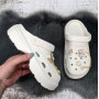 Крокси жіночі Fashion білі з джибітсами на об'ємній підошві 4849-2