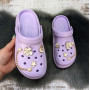 Кроксы женские Fashion сиреневые с джибитсами на объемной подошве 4849-2