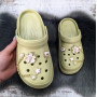Крокси жіночі Fashion оливкові з джибітсами на об'ємній підошві 4849-2