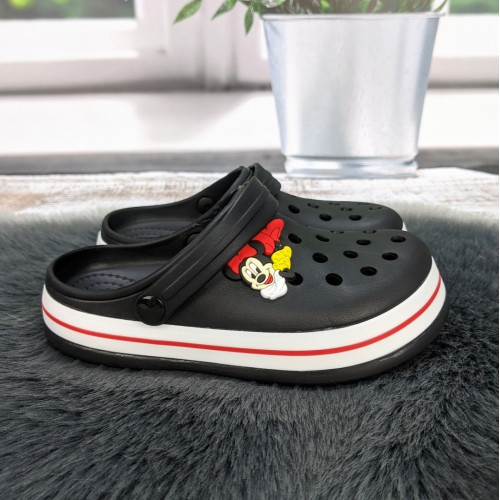 Кроксы детские для девочки Luck Line черные с джибитсей Minnie 5108_2