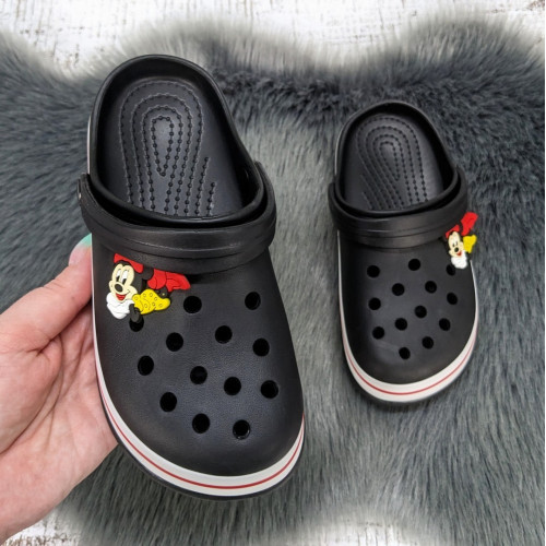 Кроксы детские для девочки Luck Line черные с джибитсей Minnie 5108_2