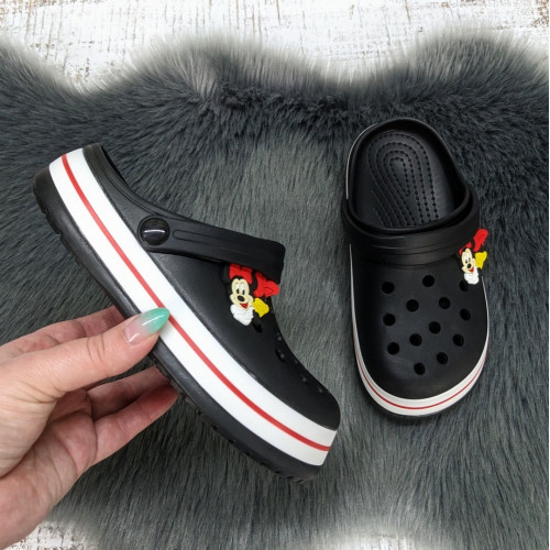 Кроксы детские для девочки Luck Line черные с джибитсей Minnie 5108_2