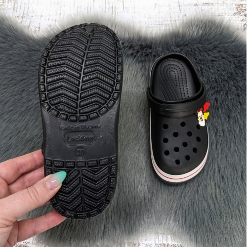 Кроксы детские для девочки Luck Line черные с джибитсей Minnie 5108_2
