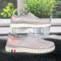 Мокасины женские Ok Shoes серые с розовым текстильные сетка 8002