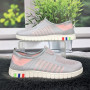 Мокасины женские Ok Shoes серые с розовым текстильные сетка 8002