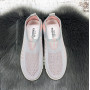 Мокасины женские Ok Shoes серые с розовым текстильные сетка 8002