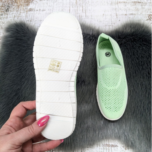 Мокасини жіночі Fashion м'ятного кольору текстильні 8009