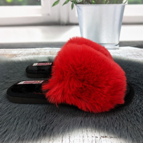 Тапочки жіночі хутряні Fangre червоні 8013