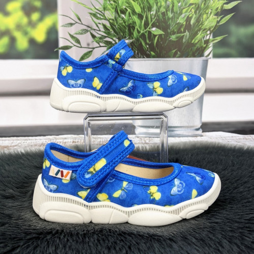 Тапочки дитячі для дівчинки Weestep блакитні з принтом на липучках 5874