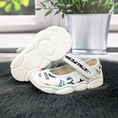 Тапочки дитячі для дівчинки Weestep світло-рожеві з котиком на липучках 5874
