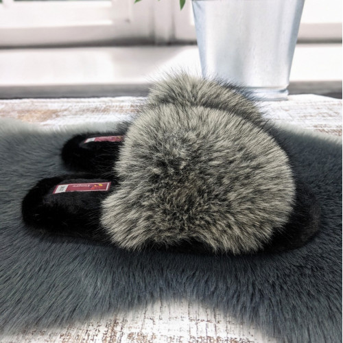 Тапочки жіночі хутряні Fangre сірі 4570-2