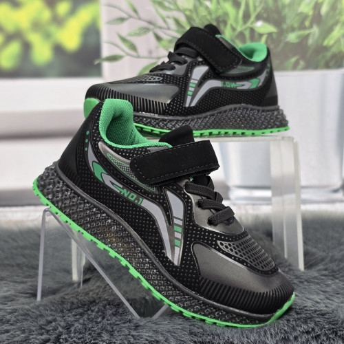 Кросівки дитячі для хлопчика Paliament чорні із зеленим 5913