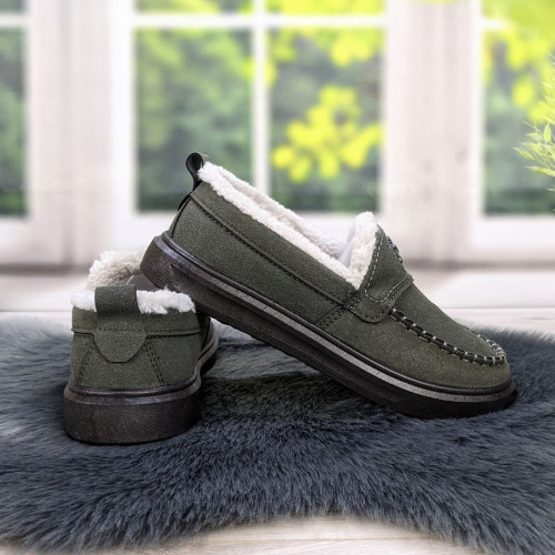 Лофери жіночі зимові на хутрі  Dago Style сірі 4568