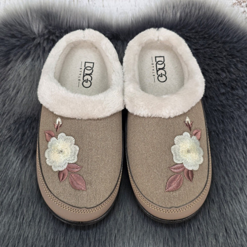 Тапочки жіночі домашні Dago Style кавові теплі без задника 2174_4