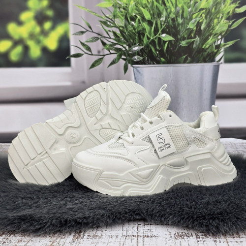 Кроссовки женские Swin Shoes белые на объемной подошве демисезонные 4798-2