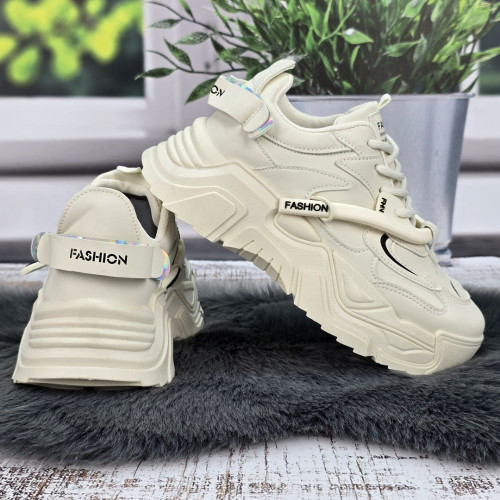 Кросівки жіночі Swin Shoes молочні на об'ємній підошві демісезонні 8075