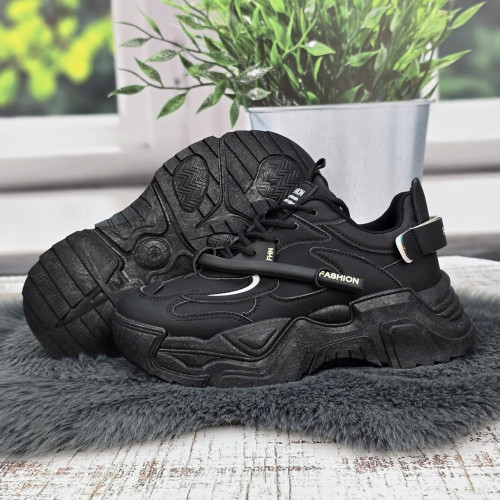 Кросівки жіночі Swin Shoes чорні на об'ємній підошві демісезонні 8075