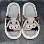 Тапочки женские Lion серые открытые текстильные с коровой 8078