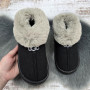 Тапочки-угги женские черные на меху с закрытой пяткой 8131