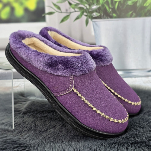 Тапочки сабо жіночі теплі домашні Dago Style фіолетові без задника 4525