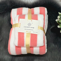 Набір рушників мікрофібра баня + кухня персиковий Широка смуга