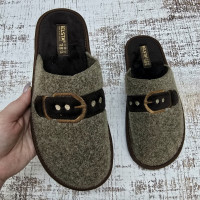 Тапочки чоловічі кімнатні Белста коричневі фетрові для ламінату із закритим носком 6001-2